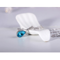 Corrente bonita da colar da pedra azul da prata 925 esterlina para meninas